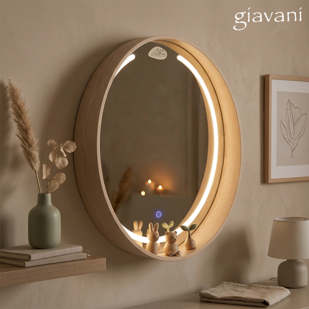6.กระจกทรงกลมมีชั้น Luna Curve LED #6060 สีบีช_Inspire