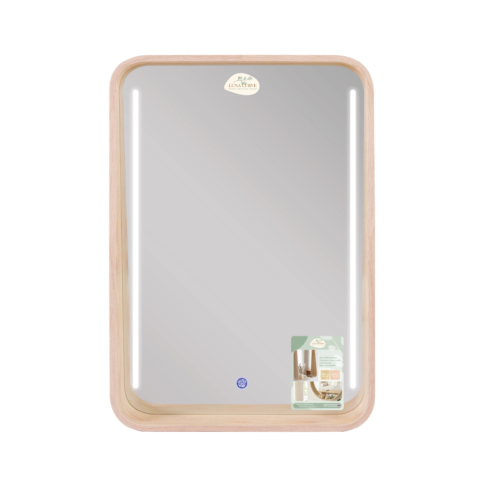 8.กระจกทรงเหลี่ยมมีชั้น Luna Curve LED #4565 สีบีช (2)
